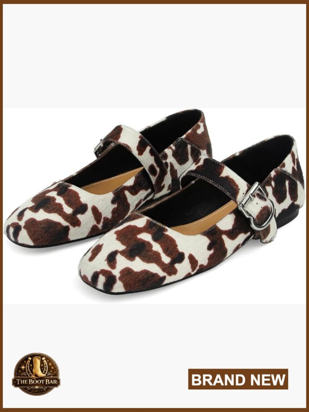Faux Leather Ballet Flats with Buckle Closure, Square Toe, Comfort Casual Shoes